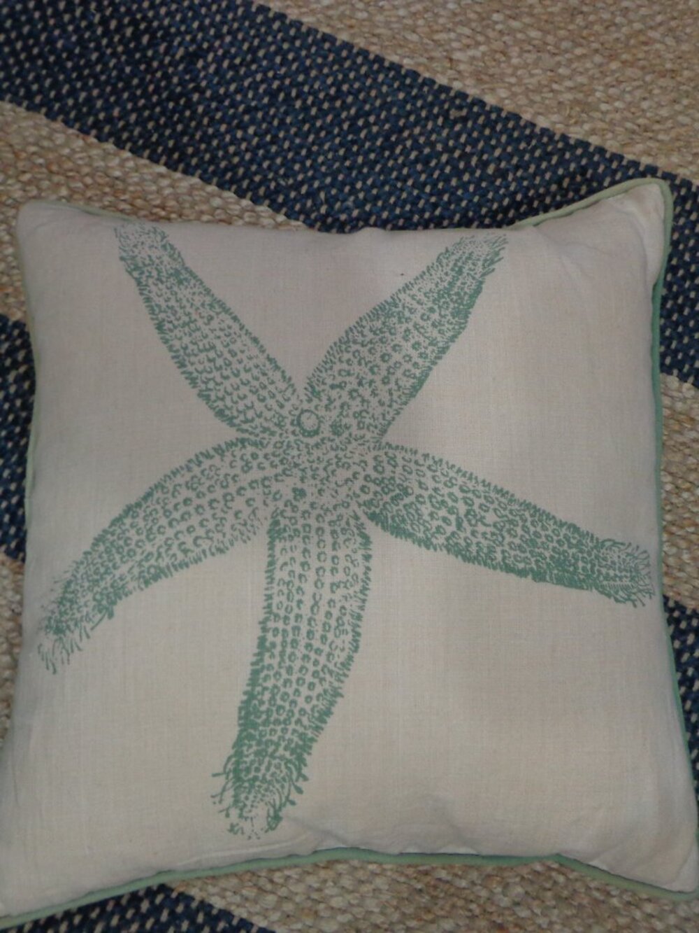 NEW Kevin O'Brien Starfish Linen Pillow Duck Feathers 16x16" Square Accent